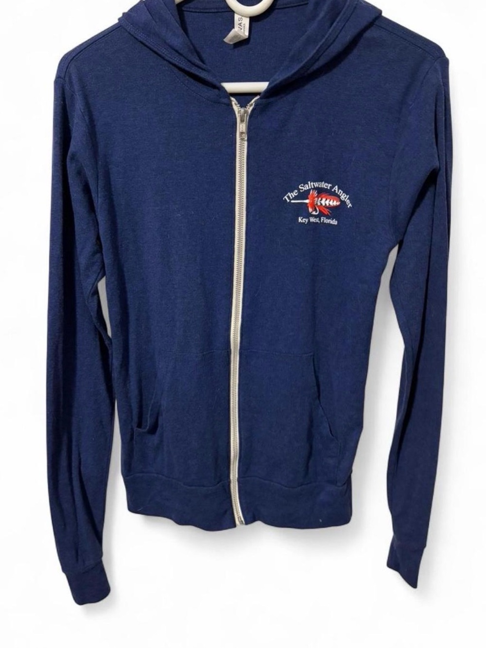 Bella Canvas Navy Blue Zip Hoodie The Saltwater Angler Size Small